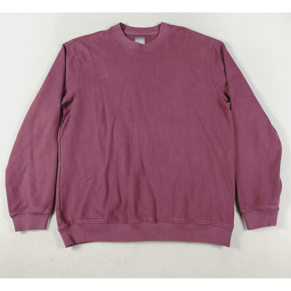 Gap Sweatshirt Mens Medium Purple Fleece Crew Plum Pudding Pullover Solid Blank